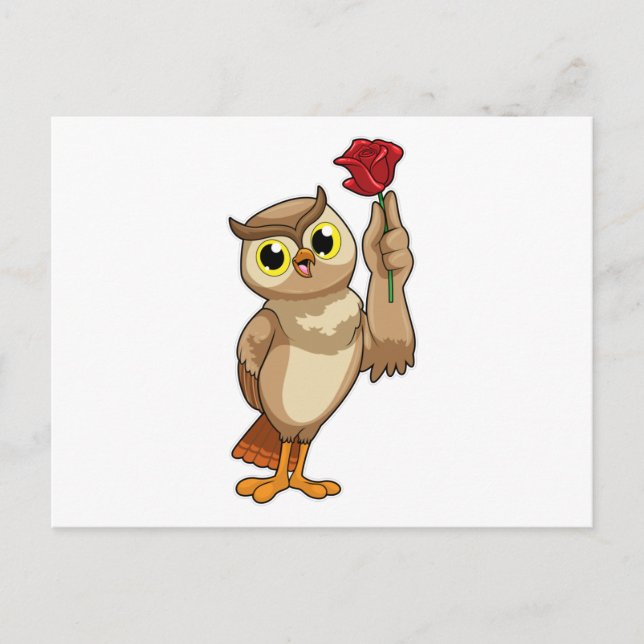 Owl with Rose Postcard (Front)