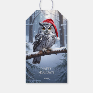 Owl with Santa Hat Gift Tag