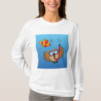 Owl with Snorkel Mask and Tropical Fish
