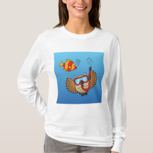 Owl with Snorkel Mask and Tropical Fish T-Shirt