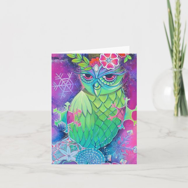 Owl with snowflakes card (Front)