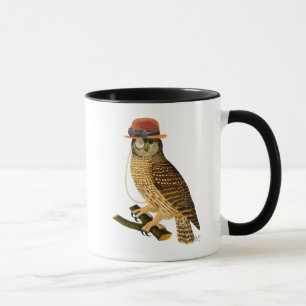 Owl with Steampunk Style Bowler Hat Mug