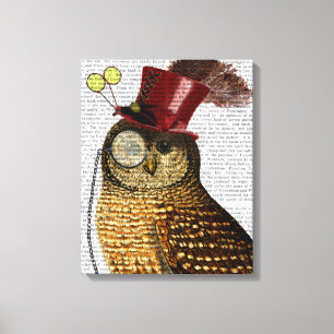 Owl With Top Hat Canvas Print