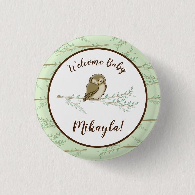 Owl Woodland Animal Baby Shower 3 Cm Round Badge (Front)