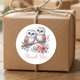 Owl Woodland Boho Country Wedding Thank You Classic Round Sticker