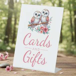Owl Woodland Boho Rustic Cards Gift Wedding Pedestal Sign