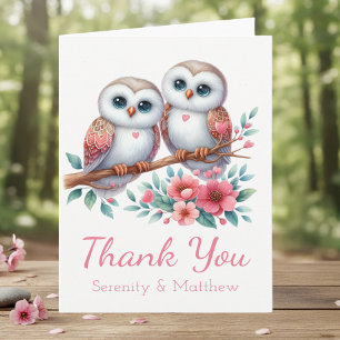 Owl Woodland Boho Rustic Country Thank You Wedding Card