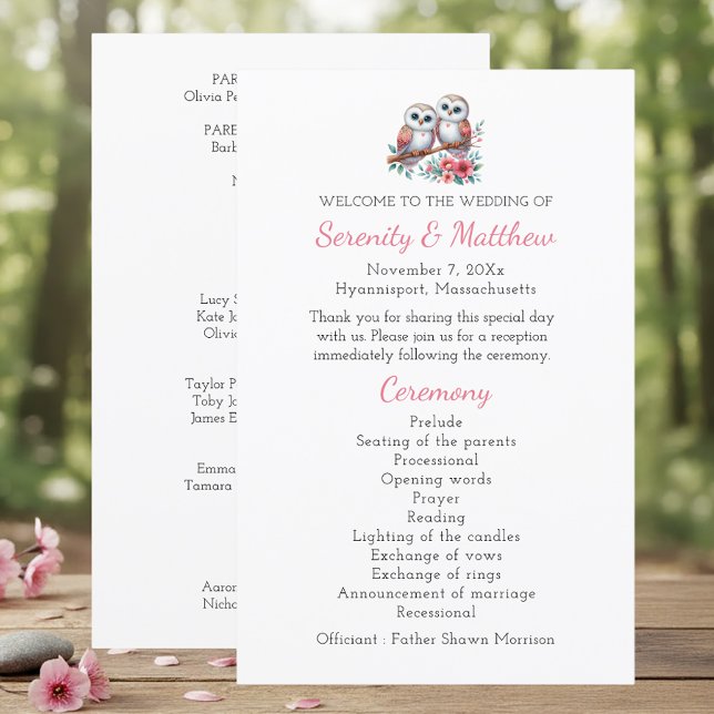 Owl Woodland Boho Rustic Country Wedding Program (Creator Uploaded)