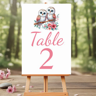 Owl Woodland Boho Rustic Country Wedding Table Number