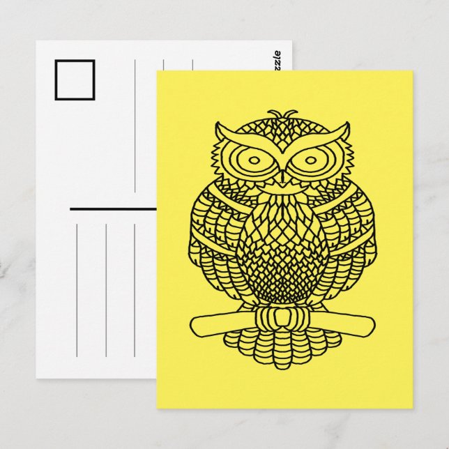 Owl (yellow) - Postcard (Front/Back)