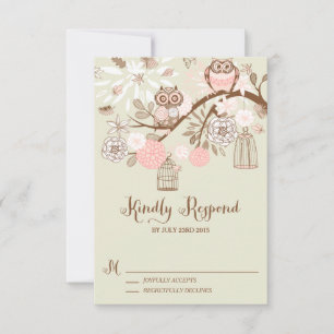 Owl You Need Is Love Pink Owls RSVP Card