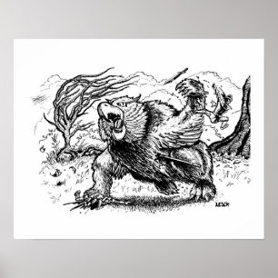 “Owlbear Attack” - Illustration by Tracy Lesch Poster