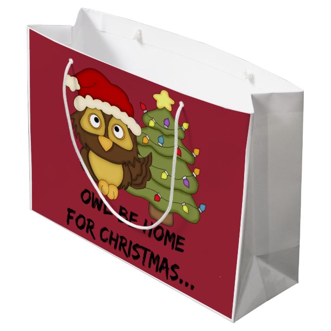OwlBeHome4Christmas Large Gift Bag (Back Angled)