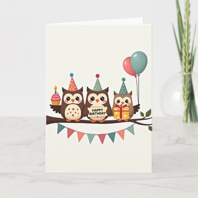Owlet Birthday Branch Card (Front)