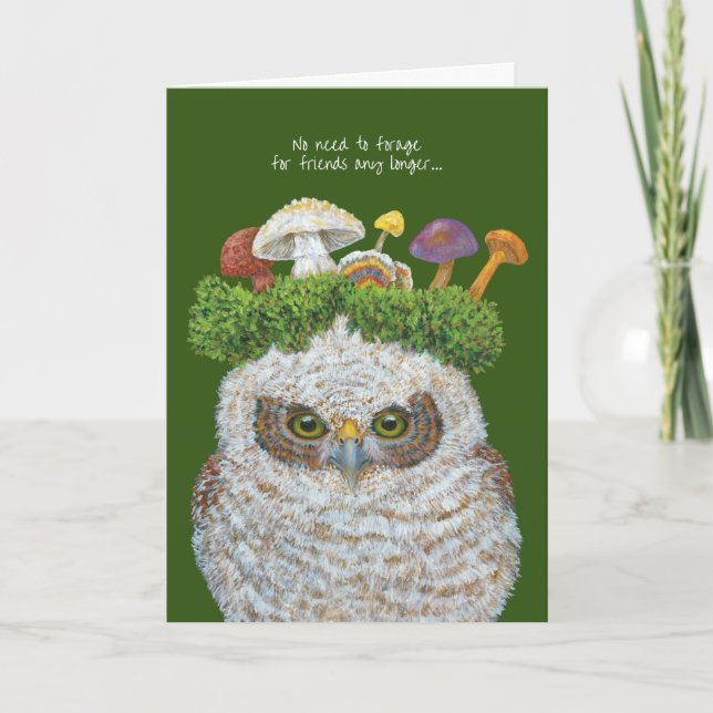 Owlet/mushroom friend greeting card (Front)
