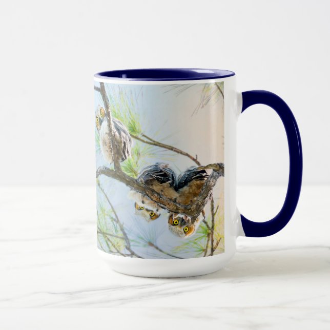 Owlets Baby Owls Wildlife Nature Mug (Right)