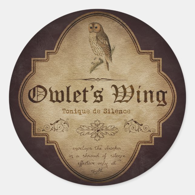 Owlet's Wing Apothecary Classic Round Sticker (Front)