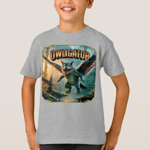Owligator Illustration – Owl Alligator Funny Scary T-Shirt