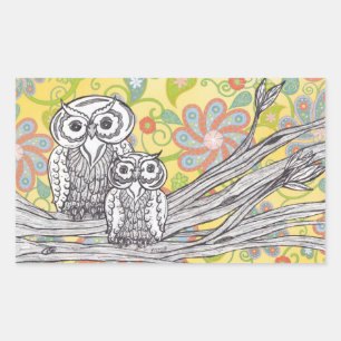 Owls 03 rectangular sticker