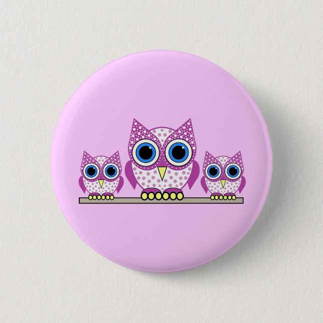 owls 6 cm round badge (Front)