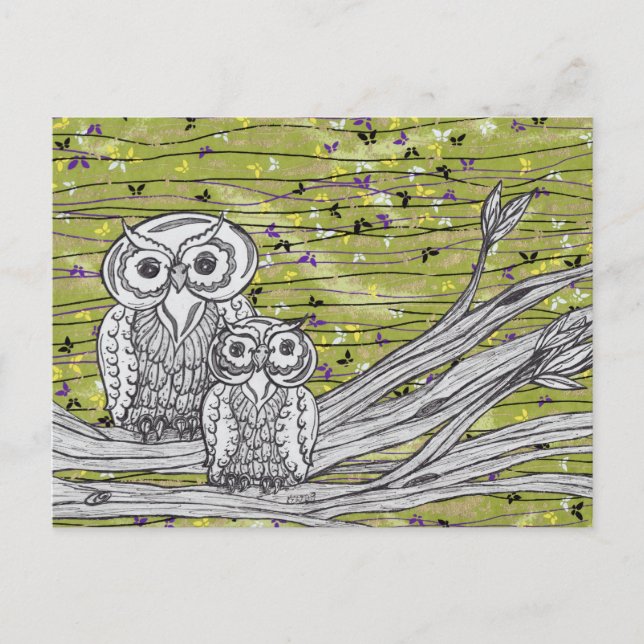 Owls and Butterflies Postcard (Front)