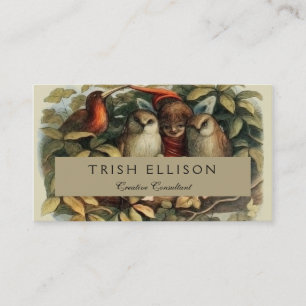 Owls and Elf Fairies Nature Illustration Business Card