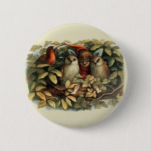 Owls and Elf Fairies Nature Rich Illustration 6 Cm Round Badge