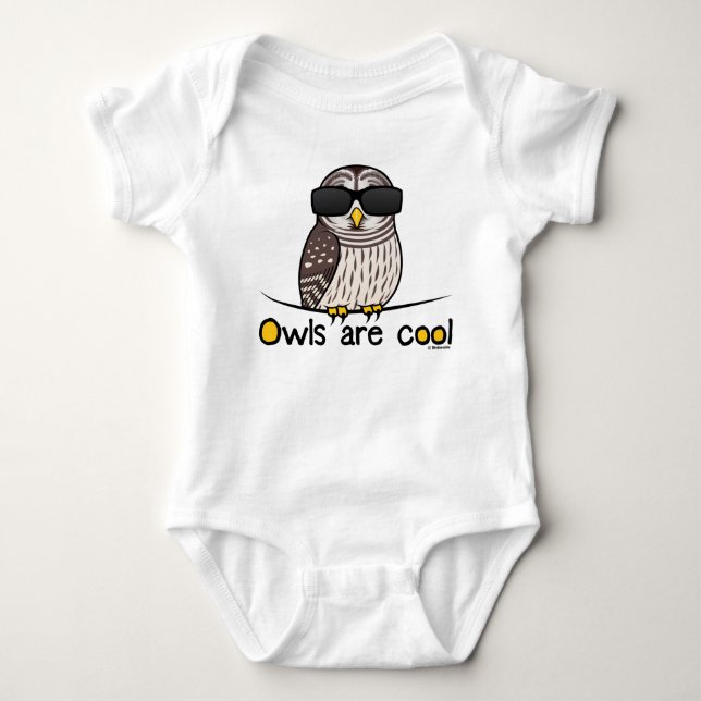 Owls are cool! baby bodysuit (Front)