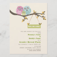 Owls Autumn Gender Reveal Party Invitation