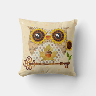 Owl's Autumn Song Pillow