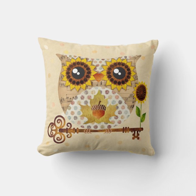 Owl's Autumn Song Pillow (Front)