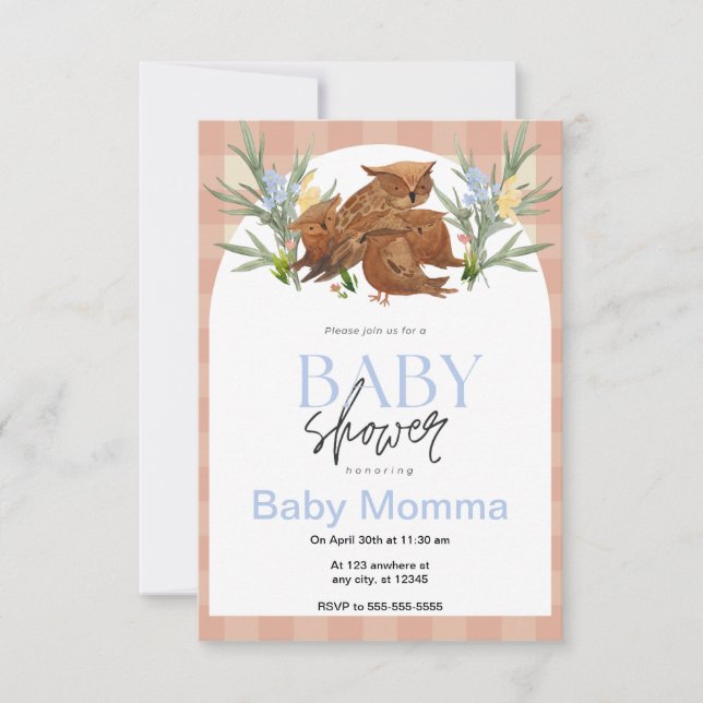 Owls Baby Shower Invitation (Front)