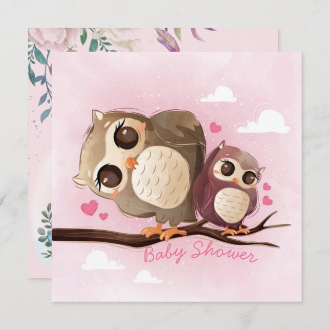 Owls Baby Shower Invitation (Front/Back)