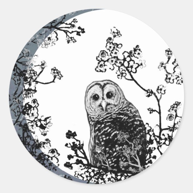 Owls Birds Nature Wildlife Moon Stickers (Front)