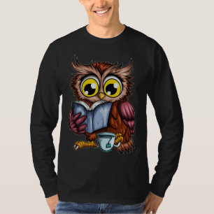 Owls Book Newspaper Crime Novel Hot Tea Cup Owl Re T-Shirt