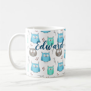 Owls & Branches Pattern Coffee Mug