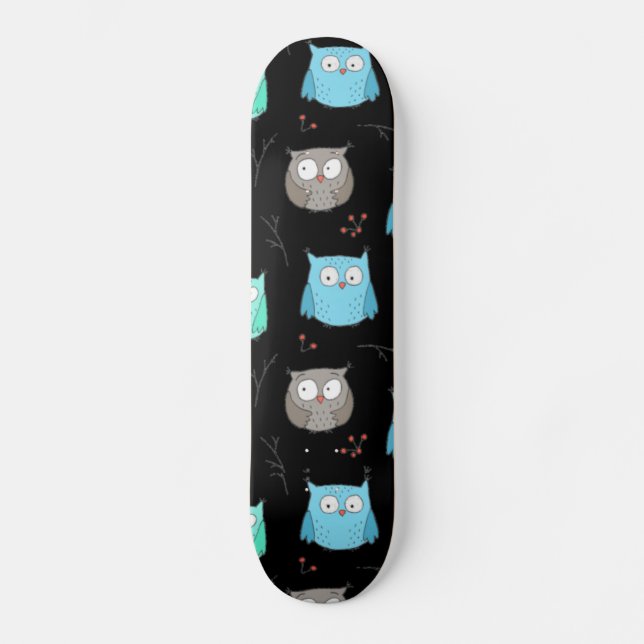 Owls & Branches Pattern  Skateboard (Front)