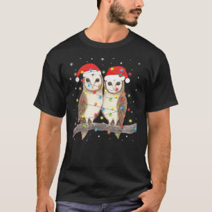 Owls Christmas Lights Tree Xmas Owl Lover T-Shirt