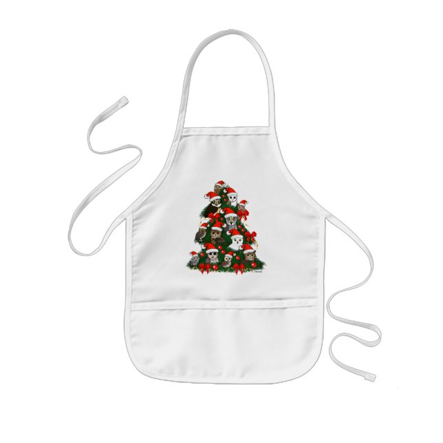 Owls Christmas Tree Kids Apron (Front)