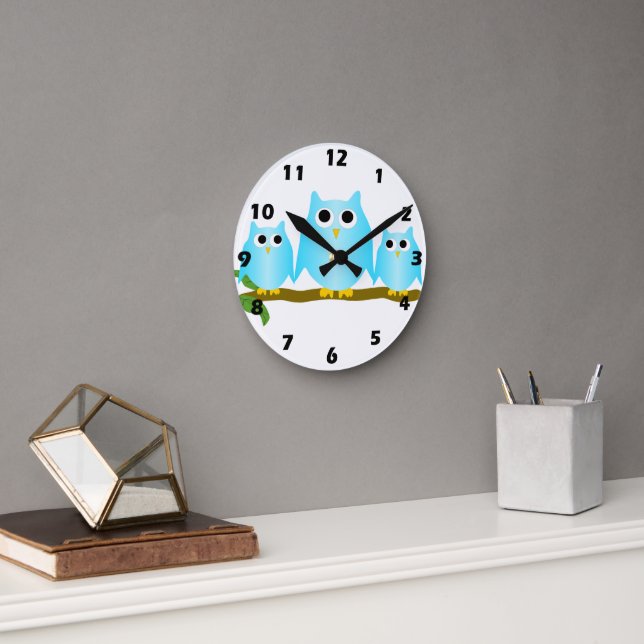 Owls Design Round Clock (Office)