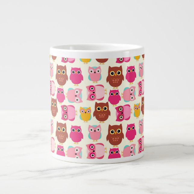Owls Every Which Way Large Coffee Mug (Front)