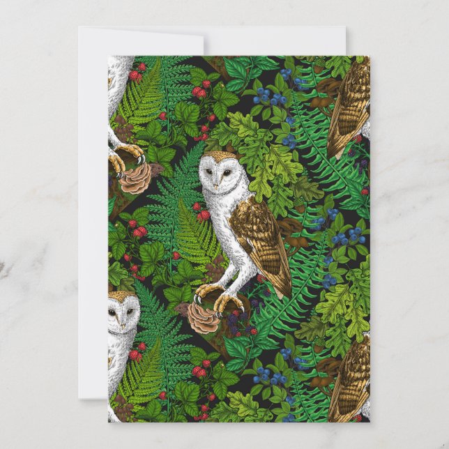 Owls, ferns, oak and berries (Front)