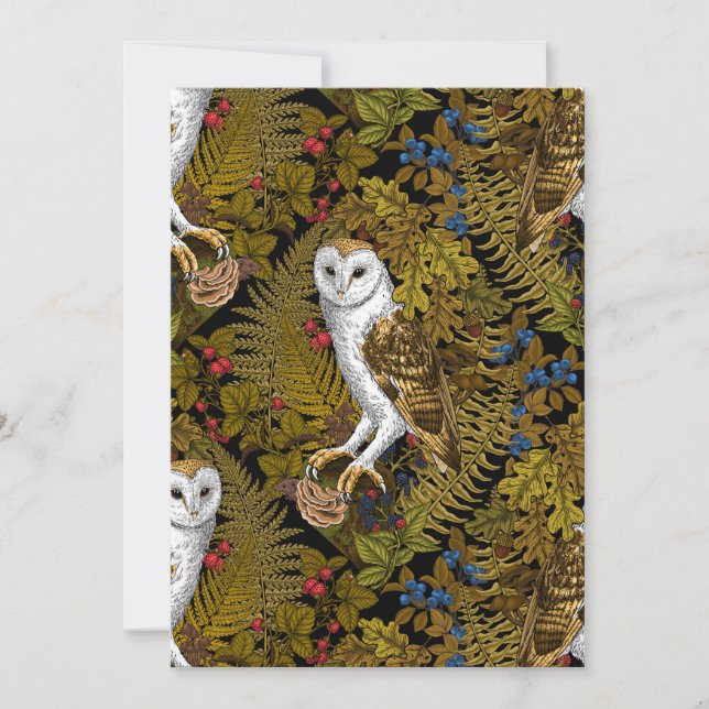 Owls, ferns, oak and berries 2 (Front)