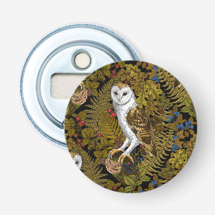 Owls, ferns, oak and berries 2 bottle opener