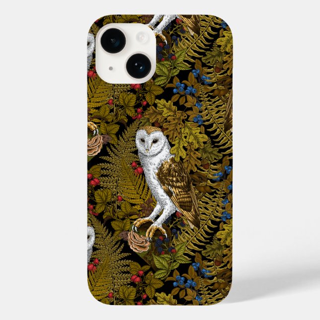 Owls, ferns, oak and berries 2 Case-Mate iPhone case (Back)