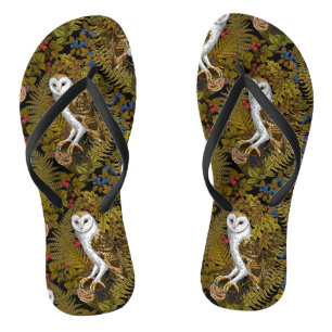 Owls, ferns, oak and berries 2 jandals