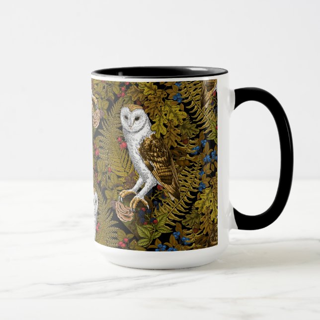 Owls, ferns, oak and berries 2 mug (Right)