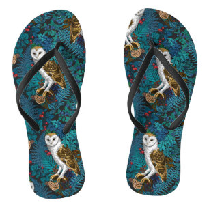 Owls, ferns, oak and berries 3 jandals