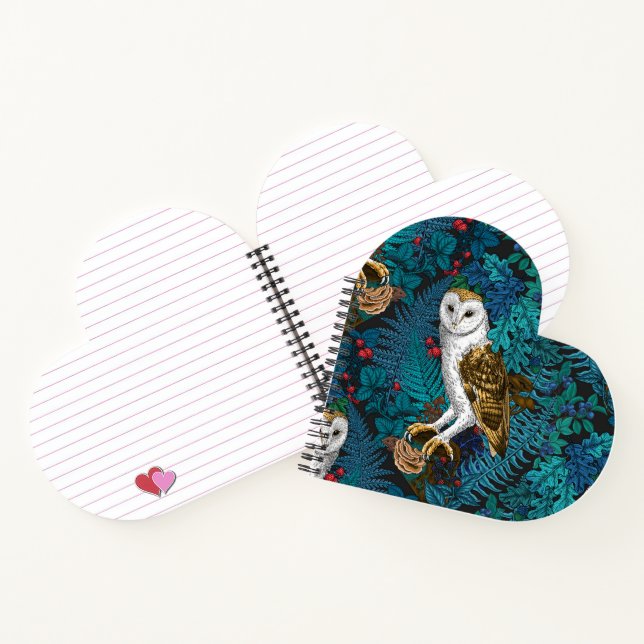 Owls, ferns, oak and berries 3 notebook (Inside)