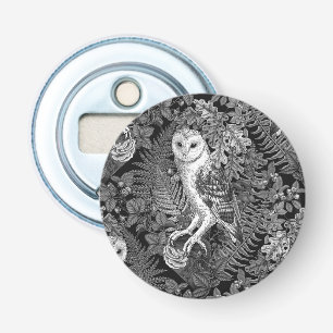 Owls, ferns, oak and berries 4 bottle opener